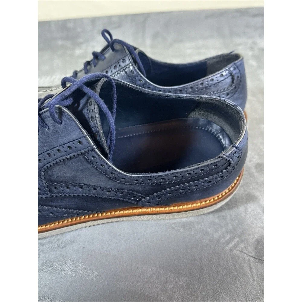 H.S. Trask 11.5 M Navy Leather Wingtip Sneaker Shoes Men’s Dress Calf Americana